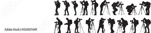 Photographer Silhouettes Vector Illustration on White Background