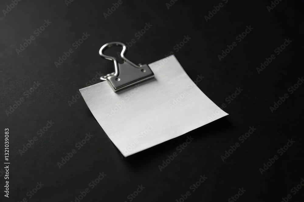 Isolated silver paper clip on black background, desk, element Isolated silver paper clip on black background, desk, element