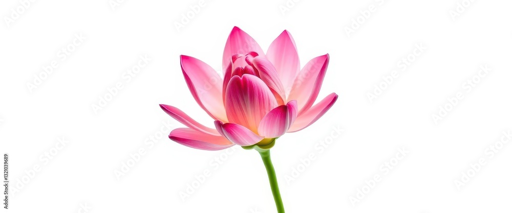 Fototapeta premium A single, vibrant bloom, petals unfurled, isolated on pure white, isolated flower, fresh