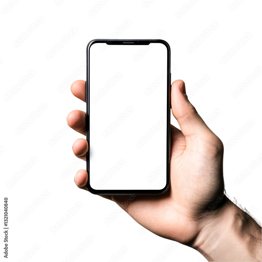 Hand holding smartphone blank screen modern technology display Hand holding smartphone blank screen modern technology display