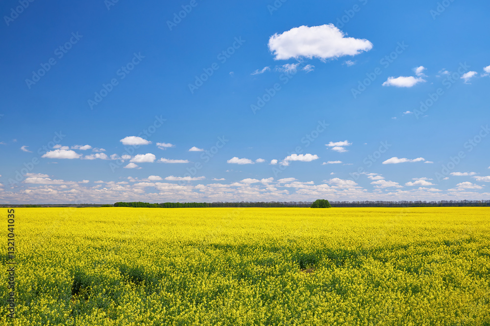 Rapeseed Field Under Blue Sky Rapeseed Field Under Blue Sky