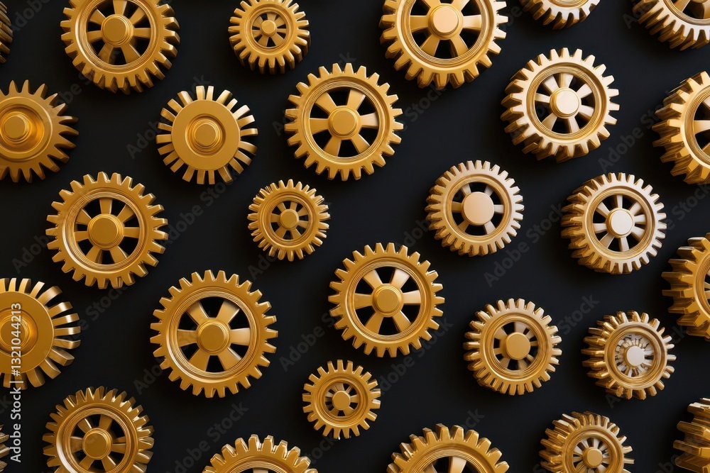 Intricate gold gears interlocking with precision symbolizing mechanisms of time and engineering in a close-up view Intricate gold gears interlocking with precision symbolizing mechanisms of time and engineering in a close-up view