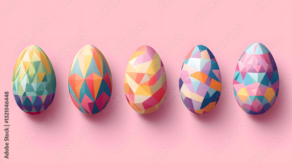 Geometric Easter egg icons in minimalist design with bold colors and clean lines. Geometric Easter egg icons in minimalist design with bold colors and clean lines.