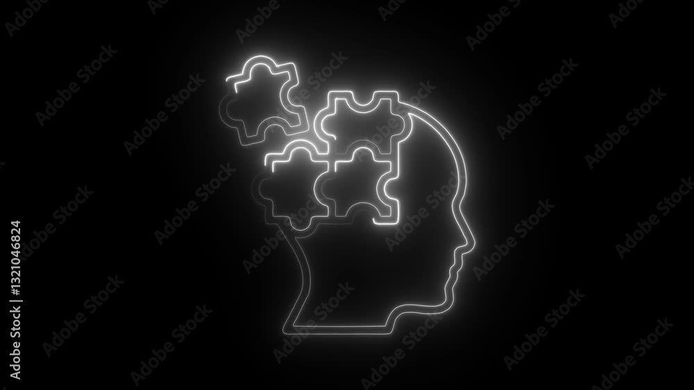 Glowing neon autism icon isolated on black background. HD Video motion graphic animation Glowing neon autism icon isolated on black background. HD Video motion graphic animation