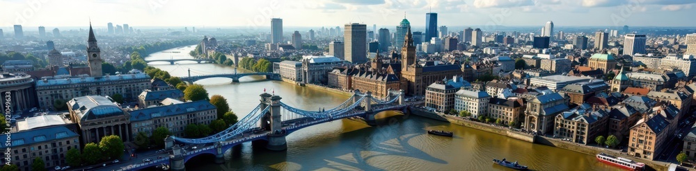 Obraz premium Breathtaking high-angle shot showcasing London's diverse architecture, river, england