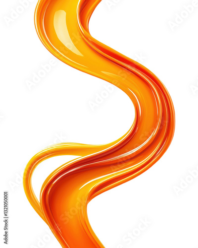 isolated transparent Background. Bright orange and yellow liquid swirl on transparency background