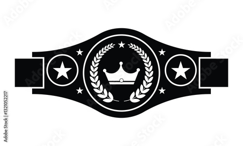 Kickboxing, wrestling championship belt vector. Silhouette of boxing, wrestling championship belt, kickboxing tournament winner belt icon Vector illustration.