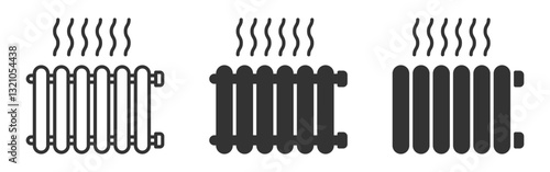 Minimalist heating radiator icon with steam waves.