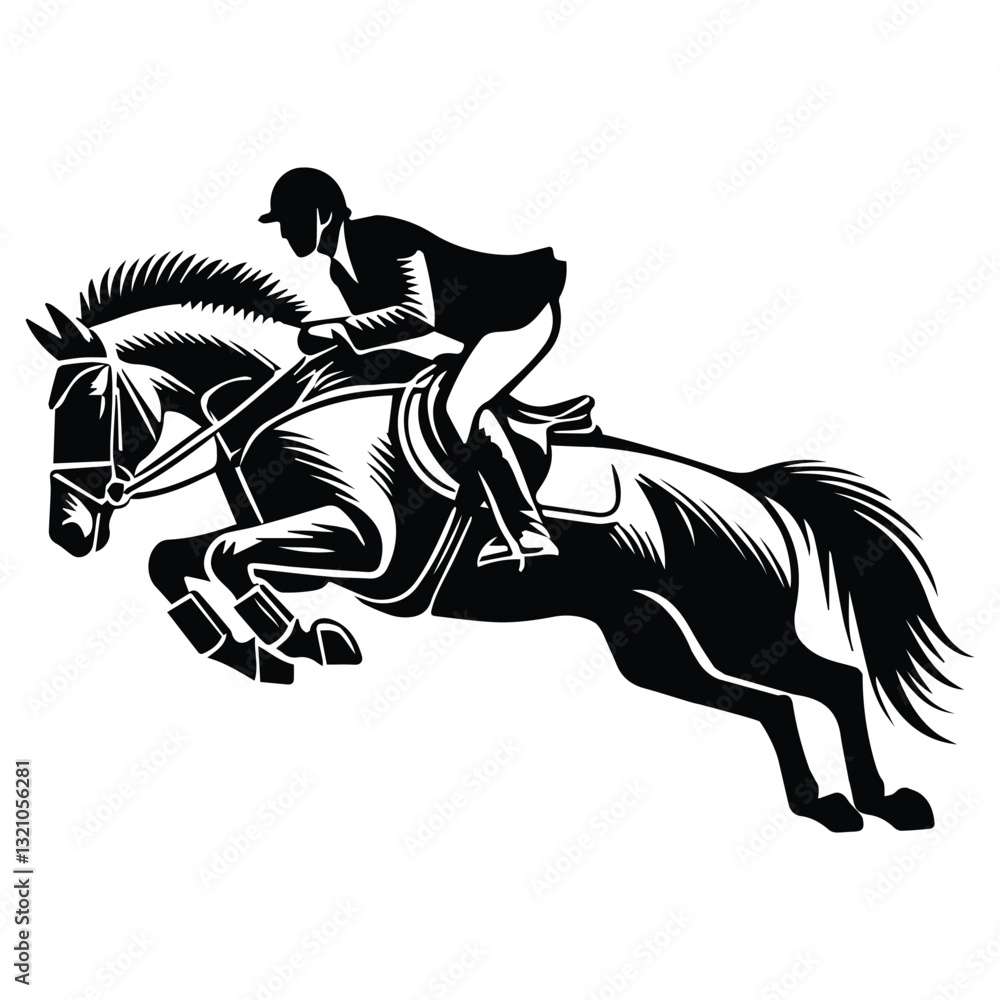 Fototapeta premium Horse Racing vector illustration, Equestrian design, horseman clipart Design 