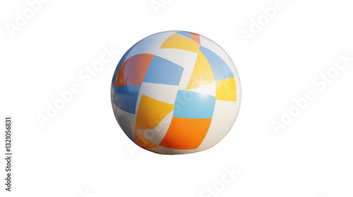 Free Download Colorful Geometric Ball: A vibrant beach ball with a unique geometric design, featuring a patchwork of colorful squares, capturing the essence of summer fun and playful energy. - GFXLoad