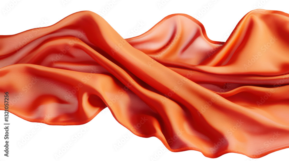 Fototapeta premium Orange red fabric isolated on white background