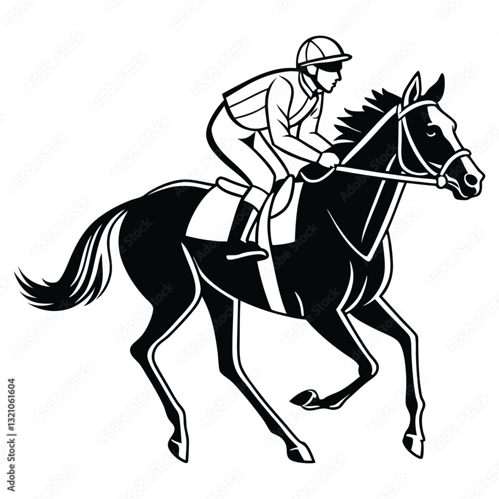 Obraz premium Powerful Horse Racing Illustration with Equestrian Style