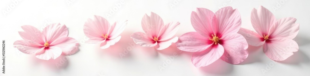 Delicate flower petals unfolding on white background, plant, elegance, floral Delicate flower petals unfolding on white background, plant, elegance, floral