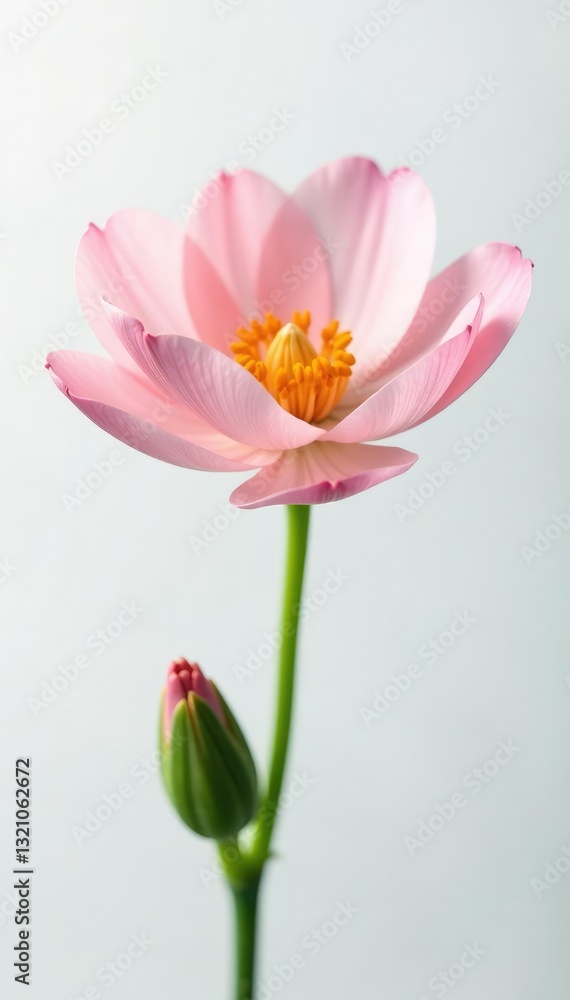 Fototapeta premium Delicate flower with soft petals isolated on white background, bloom, blossom