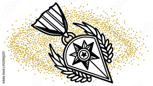 golden glitter background with badge