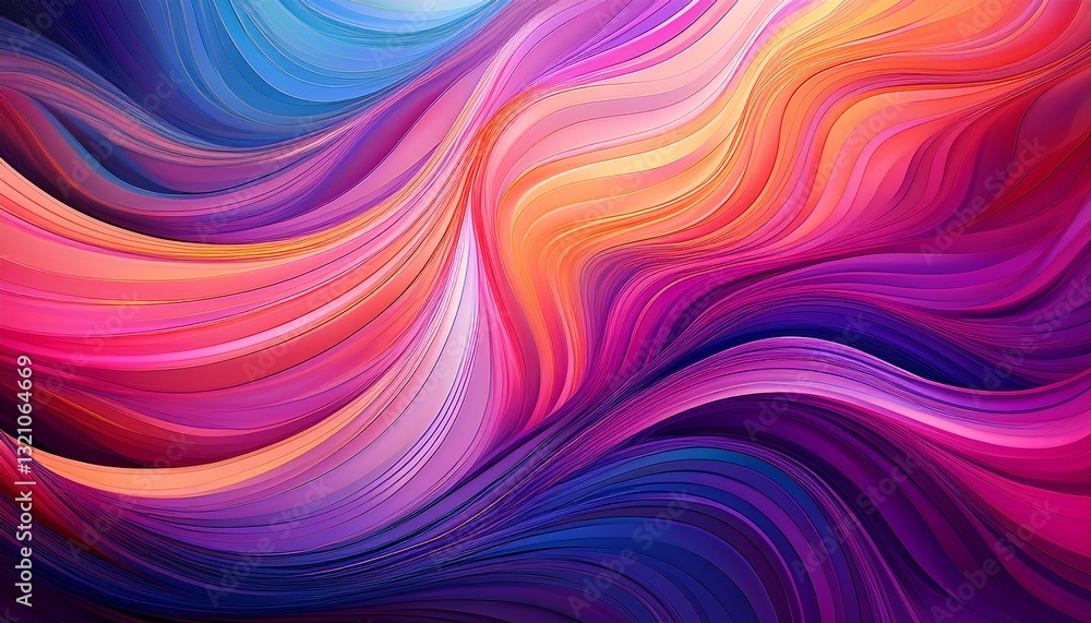 Obraz premium Vibrant swirling lines in shades of pink and purple with a touch of blue, creating a dynamic abstract flow perfect for a modern wallpaper design
