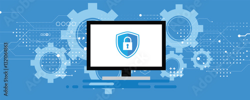 Cyber security  concept with padlock technology service