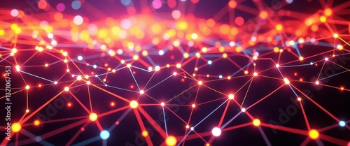 Wallpaper Mural Abstract glowing network nodes and lines forming a futuristic grid, modern, background Torontodigital.ca