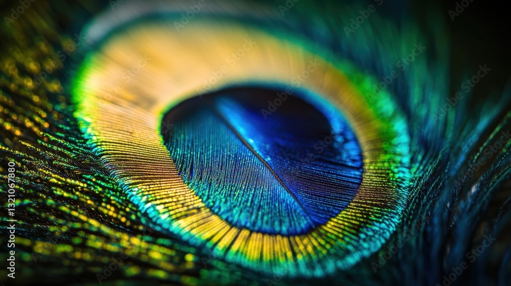 Naklejka premium Peacock feather with vibrant colors