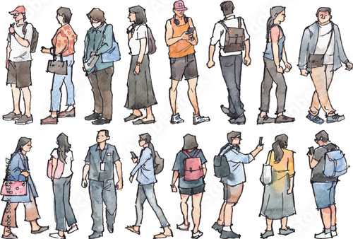 Watercolor and ink paintings of people 1
