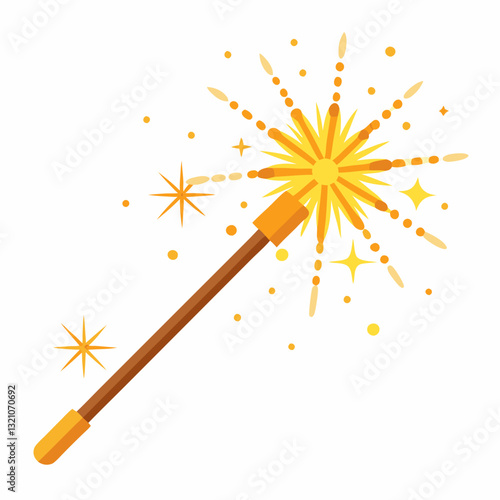 golden sparkler stick emitting bright sparks