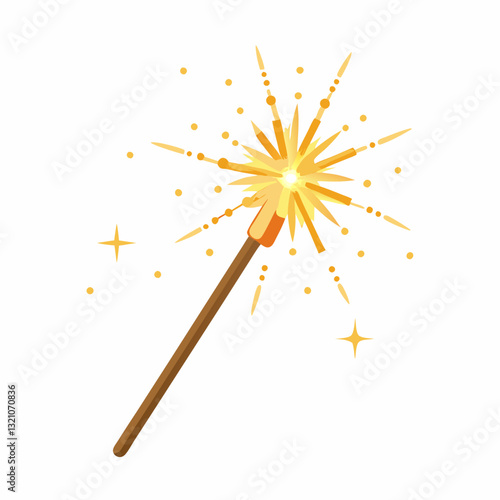 golden sparkler stick emitting bright sparks