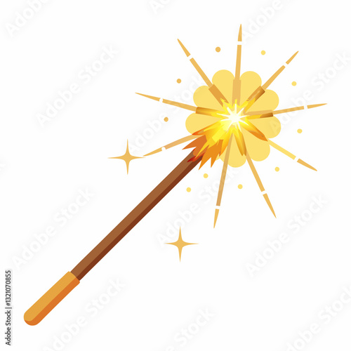 golden sparkler stick emitting bright sparks