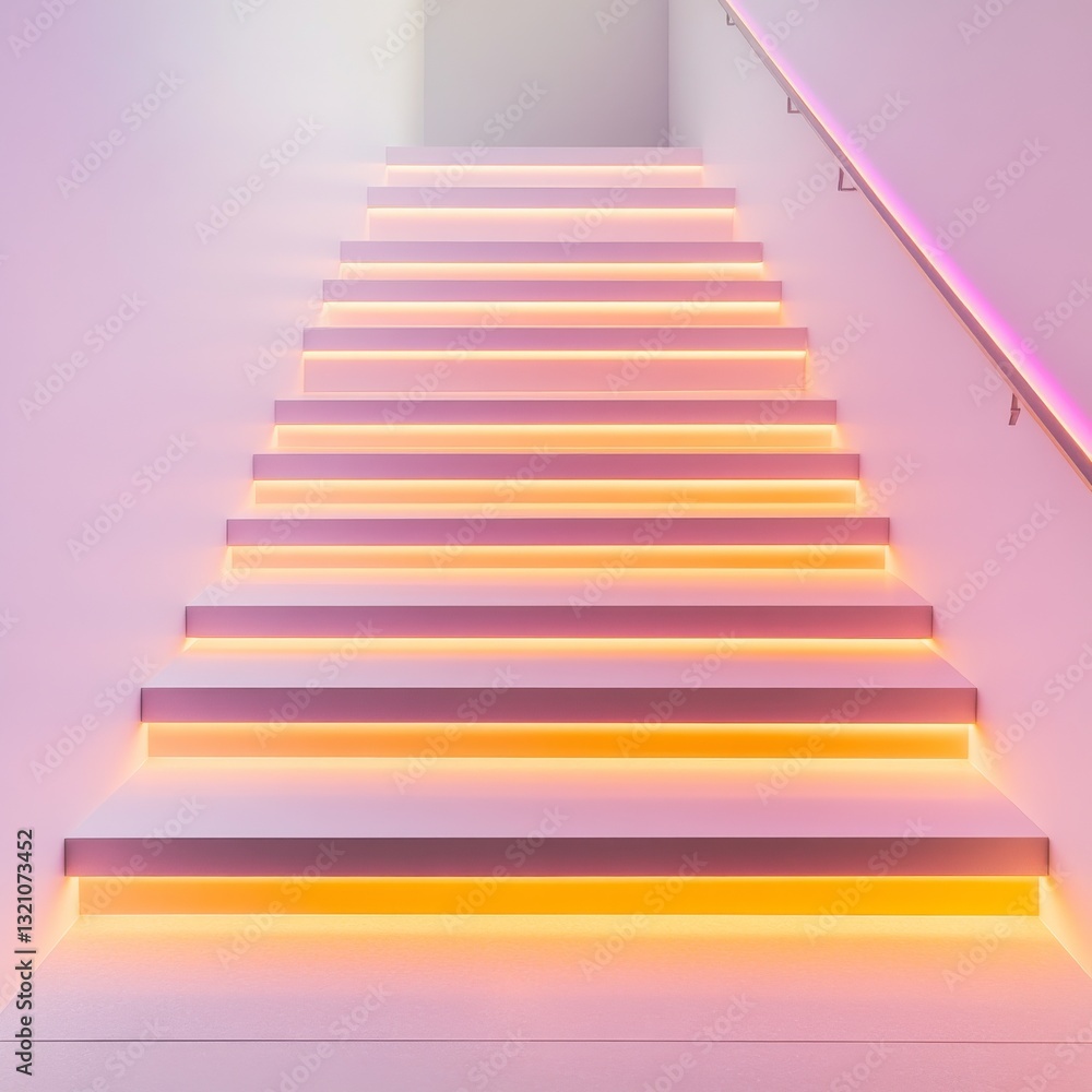 Minimalist floating staircase leading into a black void, conceptual and thought-provoking Minimalist floating staircase leading into a black void, conceptual and thought-provoking