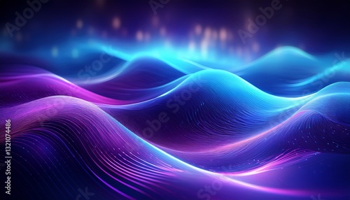 Wallpaper Mural Modern abstract background featuring dynamic digital waveforms in vibrant shades of blue and purple. Perfect for tech, digital, and futuristic designs Torontodigital.ca