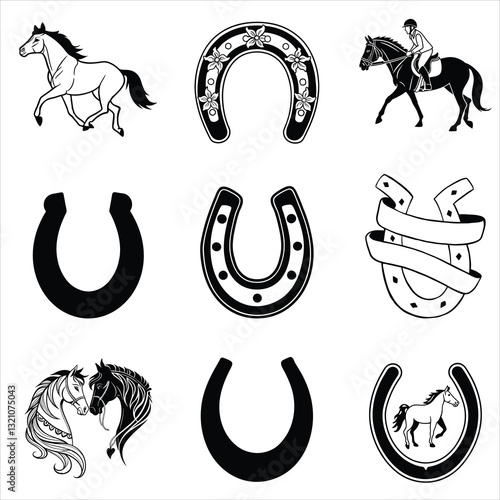 Horse Racing clipart Design, Equestrian vector illustration, Horseshoe clip Art Bundle