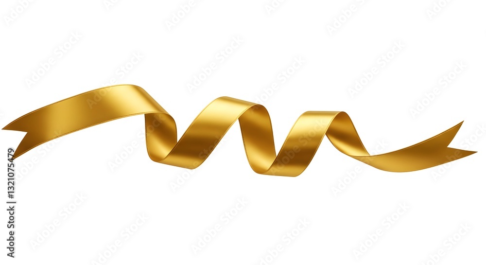Gold ribbon, curved line isolated on a white background Gold ribbon, curved line isolated on a white background
