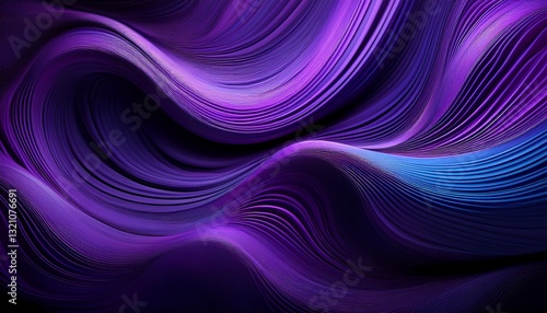 Striking purple abstract background featuring dynamic wavy lines and curves concentrated in the center, framed by a contrasting black area. Modern and eye-catching