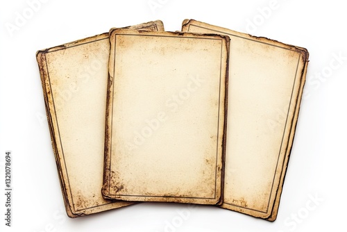 Three antique, aged, blank cards