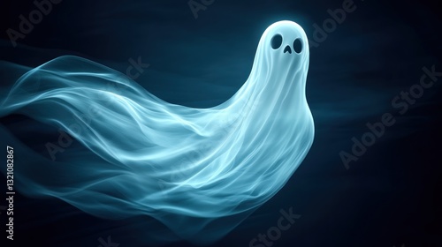 Glowing spectral ghost in dark background