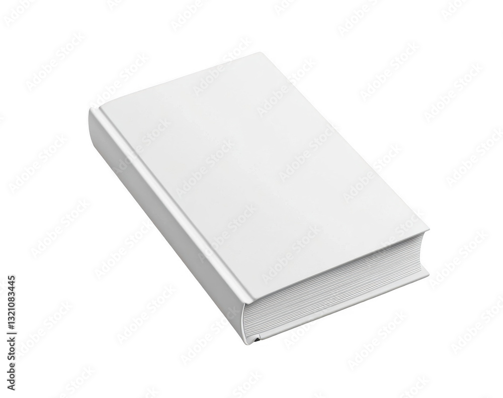 Blank white hardcover book sitting on a flat surface, showcasing its clean lines and minimalistic design, ideal for creative projects and customization Blank white hardcover book sitting on a flat surface, showcasing its clean lines and minimalistic design, ideal for creative projects and customization