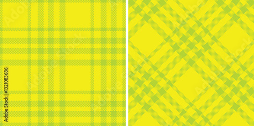 Cool Lime Seamless Madras Plaid with Soft Yellow accents Textile Design