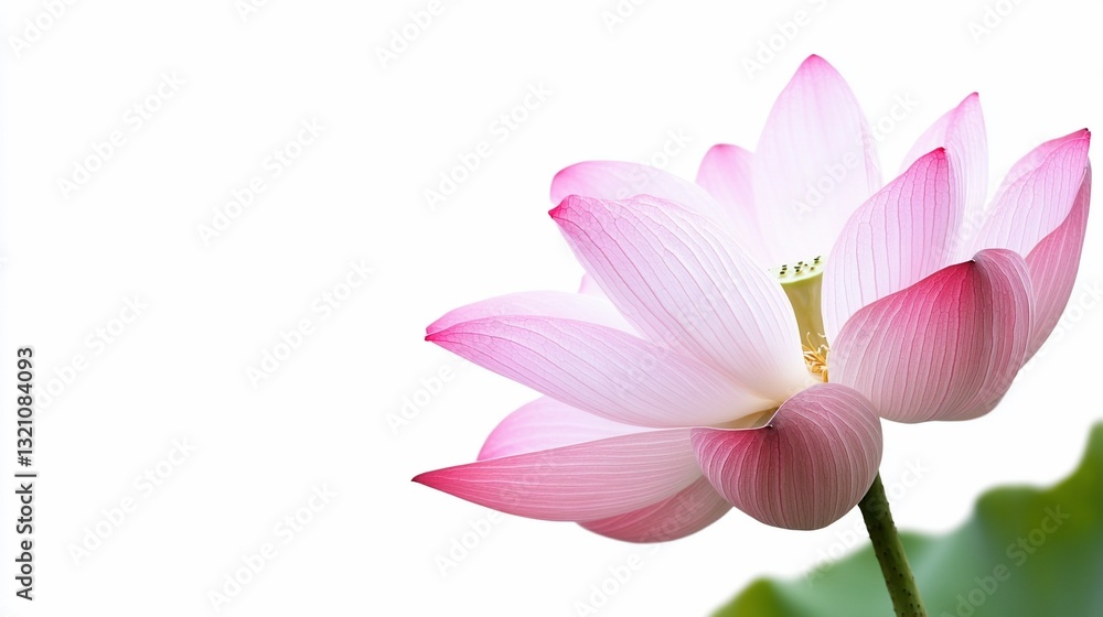 Delicate pink lotus flower, petals unfurling, isolated on white Delicate pink lotus flower, petals unfurling, isolated on white