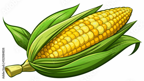 Fresh corn on white background isolated