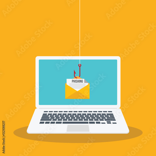 Email / envelope spam. Virus, malware, email fraud, e-mail spam, phishing scam, hacker attack concept. Vector illustration