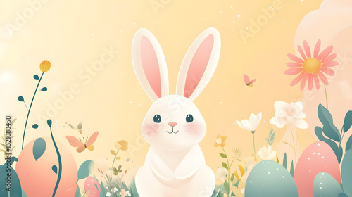 Playful Easter bunny vector illustrations with pastel tones and whimsical elements.