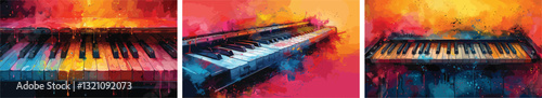 Colorful Piano Keys Vector Illustration on Abstract Background