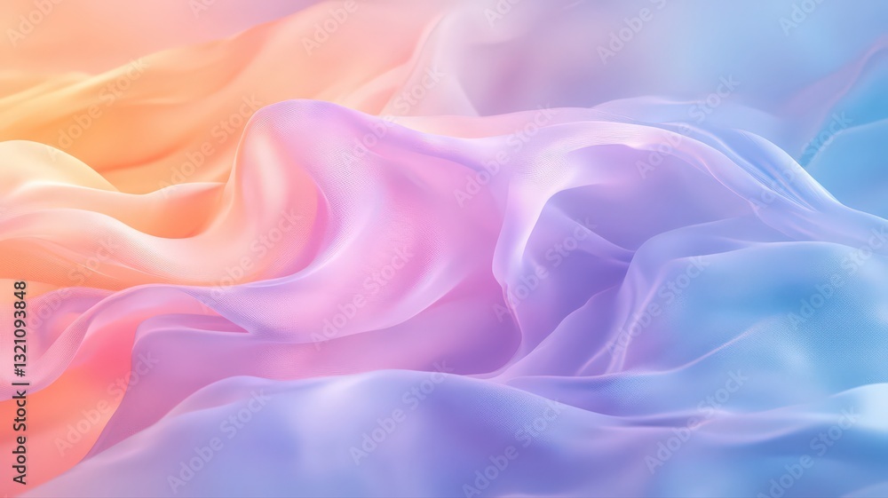 Obraz premium Soft Pastel Fabric Drapes: Orange Pink Blue Gradient Texture