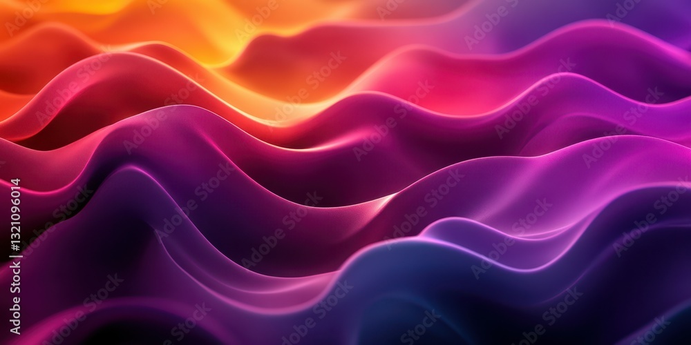 Colorful waves of fabric in abstract design flowing softly under soft lighting Colorful waves of fabric in abstract design flowing softly under soft lighting