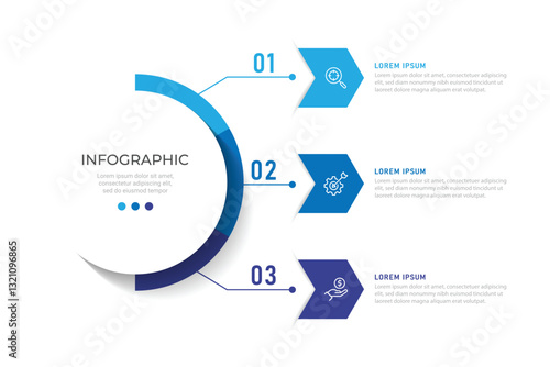 Infographic business design vector template with 3 options, steps or processes. Can be used for presentations banner, workflow layout, process diagram, flow chart, info graph