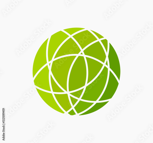 Green globe circle symbol. Eco friendly Earth concept. Vector illustration.