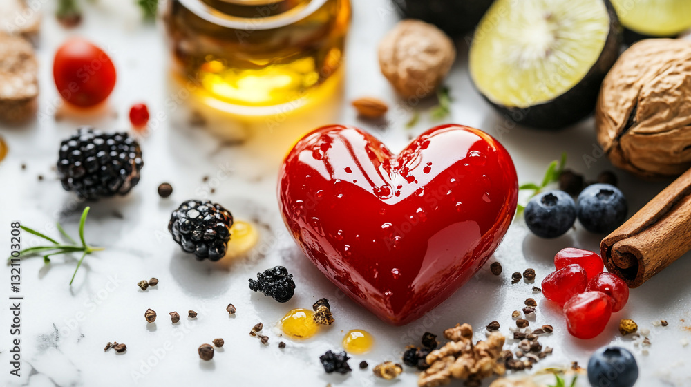 Healthy heart shaped dessert with berries and nuts delicious food red blue love sweet black shiny Healthy heart shaped dessert with berries and nuts delicious food red blue love sweet black shiny