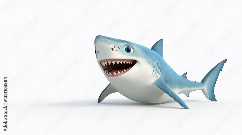 Happy cartoon shark on white background (1) Happy cartoon shark on white background (1)