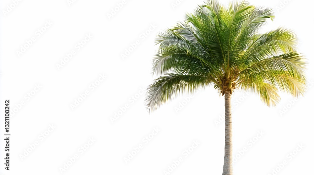 Fototapeta premium Lush green palm tree isolated on white