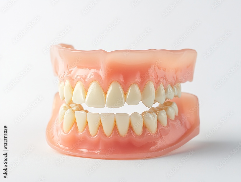 Obraz premium Artificial dentures with cavities dental lab medical device clinical setting close-up view prosthetic innovation