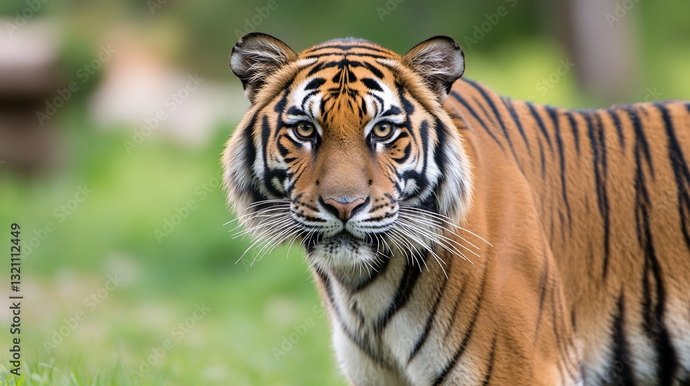 Fototapeta premium Majestic tiger staring intensely, close-up